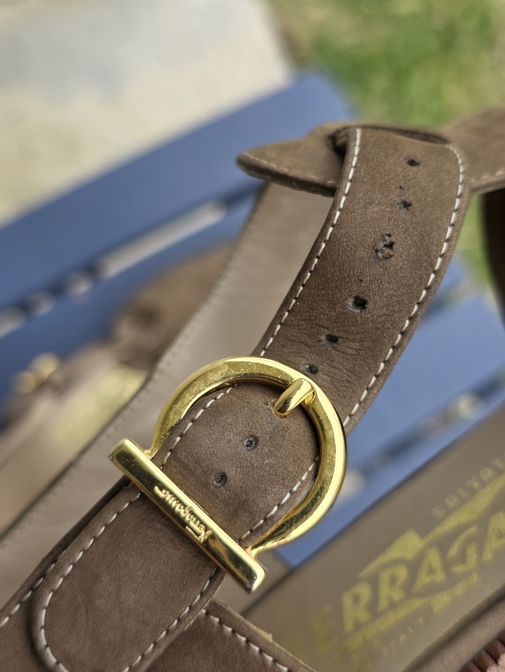 Salvatore Ferragamo Brown Suede Mary Jane Flats 8.5 AAAA Italy Buckle Comfort - Picture 11 of 13